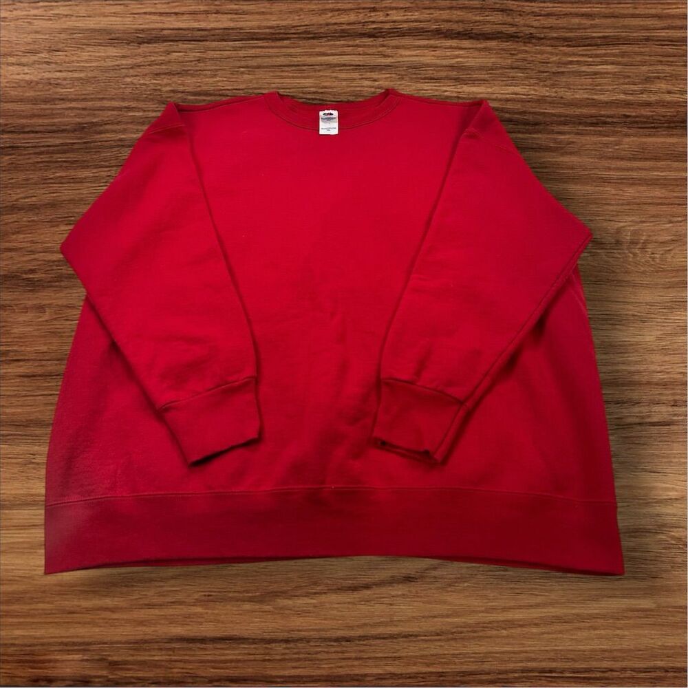 Vintage Fruit of the Loom Men's 2XL Red Crewneck‎ Sweatshirt Pullover Blank
